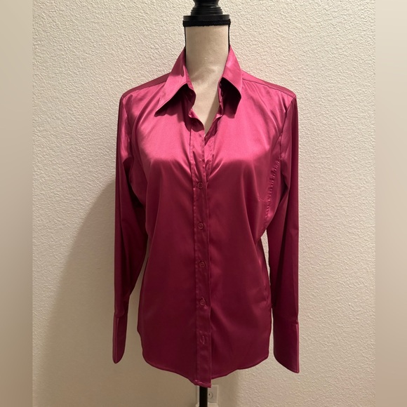 BNWT Hot pink satin button down - Picture 7 of 12
